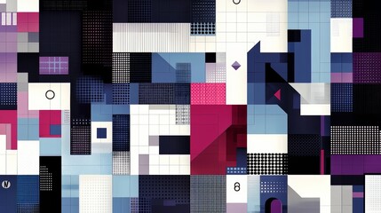 Poster - Colorful collage of squares and rectangles with the numbers 1 through 8. The image is abstract and has a playful, whimsical feel to it