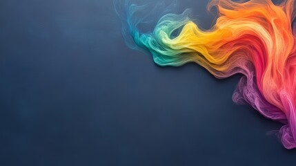 Leinwandbilder - Colorful hair strand is shown on a blue background. The hair is a mix of different colors, including red, yellow, and green. Concept of creativity and individuality