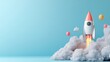 © ms25designs - A cartoon rocket launching from a cloud, against a light blue background.