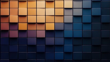 Fototapete - Colorful wall made of squares of different colors. The wall is made of squares of different colors, and the colors are arranged in a way that creates a sense of depth and dimension