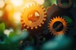 © Isuru - Interlocking gears, illuminated by sunlight, represent teamwork, collaboration, and intricate mechanisms.