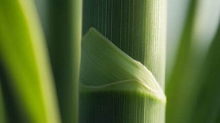 Poster - Green leafy plant with a stem that is slightly bent. The stem is green and has a slight curve