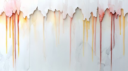 Poster - Painting of a wall with yellow and red streaks of paint. The painting is abstract and has a sense of movement and energy