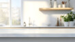 © Design_Stock - Bright Kitchen Countertop Mockup Clean White Surface & Blurred Background