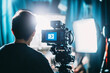 © Tetiana - Creative Sound Film Movie Producer in Studio During working process Vibrant Lighting, Generative AI