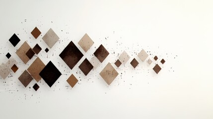 Poster - White background with a lot of squares of different colors. The squares are all different sizes and are scattered all over the background