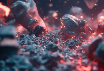 Poster - Abstract Background of Molten Lava and Fire