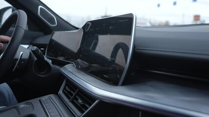 Electronic dashboard of a new car. 
