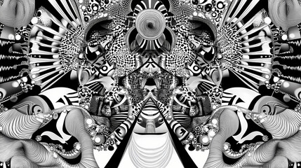 Wall Mural - geometric shapes and patterns intersect in a dynamic dance, creating an intricate web of abstraction