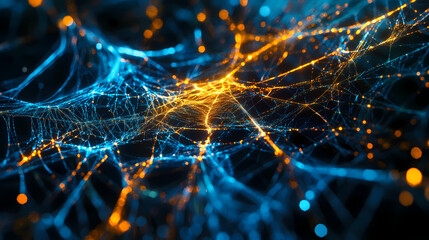 Wall Mural - Intricate web of glowing threads that weave together in a mesmerizing pattern of light and shadow, psychedelic, luminescent. Psychedelic Web. Illustration