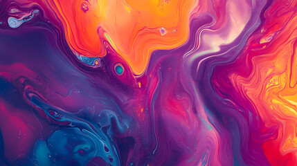 Wall Mural - vibrant liquid abstract: a dynamic composition of swirling, iridescent hues creating a captivating a