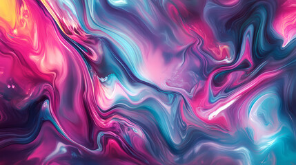 Wall Mural - vibrant liquid abstract: a dynamic composition of swirling, iridescent hues creating a captivating a