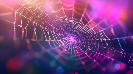 Wall Mural - A spider web glows. Psychedelic Web. Illustration