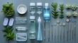 © EpochXstudio - Polished overhead shot of prophylaxis kit for dental cleaning displaying clean methodical placement of each item
