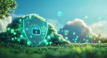 Aufkleber - Green computing and cloud security: shield protecting data in a sustainable future