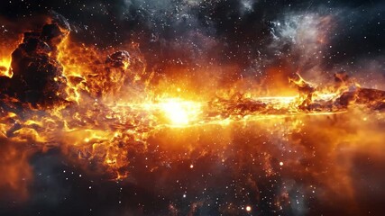Wall Mural - exploring the vibrant beauty of the fiery phoenix nebula in deep space, 3d space flight around fiery