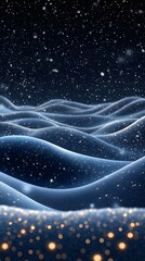Wall Mural - Snowy Hills Under Starry Night Sky with Soft Light Glow