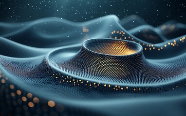 Poster - Abstract digital wave pattern with glowing center