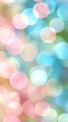 Poster - Glowing translucent circles in pastel pink, blue, green blending softly, creating dreamy ethereal digital abstract design