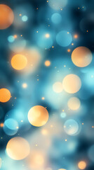 Poster - Blurred lights creating a magical bokeh effect with blue and orange tones, perfect for festive backgrounds and designs