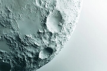 Wall Mural - close-up view of a heavily cratered celestial body, possibly a moon or asteroid, showcasing its rugg