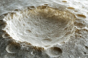 Wall Mural - a large impact crater dominates this lunar surface, showcasing numerous smaller craters and textured