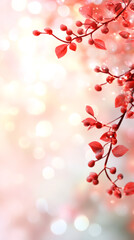 Aufkleber - Sparkling snowy red berries lining frosted winter landscape, creating festive seasonal border