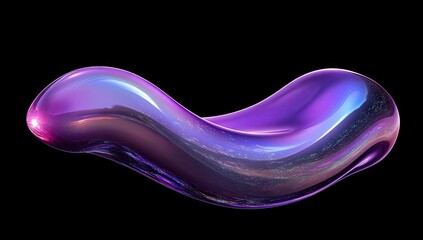 Wall Mural - iridescent purple abstract blob, smooth, glossy, 3d render
