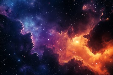Aufkleber - Colorful Space Scene Featuring Various Nebula Structures and Stars : Generative AI