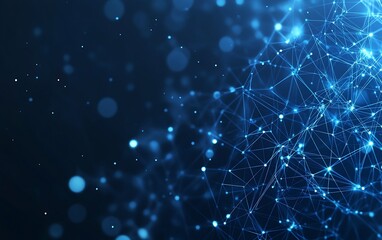 Fototapete - Dynamic web of glowing connections represented in an abstract illustration using vibrant blue tones for a modern effect : Generative AI