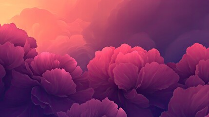 Canvas Print - Vivid Pink Flowers in Sunset Sky