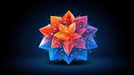 Wall Mural - colorful geometric star shape on dark background