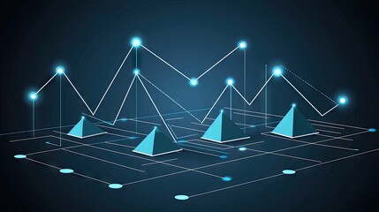 Wall Mural - abstract digital pyramid chart on circuit board background; data visualization, technology