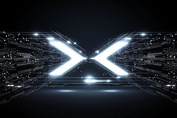 Aufkleber - Futuristic glowing X symbol in deep space with cosmic light effects, representing technology, innovation, high-tech vision, and modern digital aesthetics, Generative AI