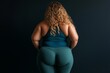 © Ben - Curvy confident woman in athletic wear seen from behind, embracing body positivity, fitness strength, and self-empowerment in a powerful and dynamic image, Generative AI