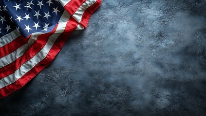 Aufkleber - Artistic view of American flag on a dark textured backdrop showcasing rich colors and smooth fabric : Generative AI