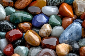 Aufkleber - Beautifully Polished Gemstones in a Spectrum of Colors Providing Natural Beauty for Crafts and Decor : Generative AI
