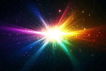 Poster - Dynamic and colorful light rays forming a spectacular display of cosmic energy in the universe : Generative AI