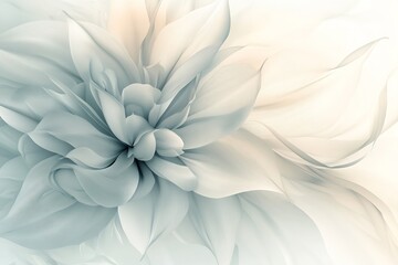 Poster - Elegant floral abstraction featuring soft blue tones and delicate forms for a serene and sophisticated ambiance : Generative AI