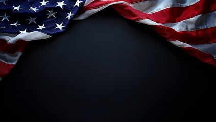 Aufkleber - American flag beautifully draped showing stars and stripes against a dark background creating a striking visual impact : Generative AI
