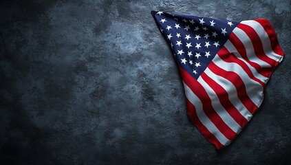 Aufkleber - Dynamic angle of American flag swirling over a dark textured surface reflecting patriotism and unity : Generative AI