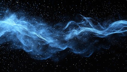 Leinwandbilder - Dynamic blue vapor and particles intertwining in a captivating misty formation within a dark void : Generative AI