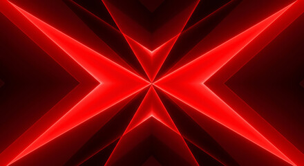 Wall Mural - symmetrical red neon lines intersect in a dark background pattern