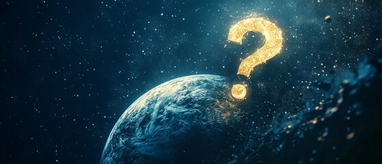 Wall Mural - a planet with a question mark on it