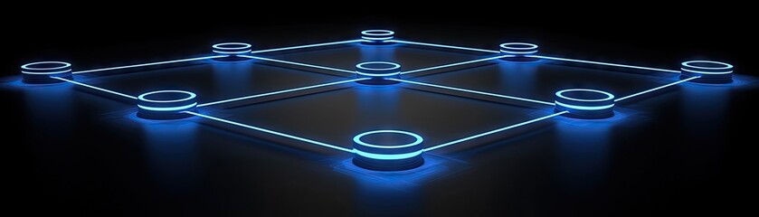 Sticker - blue illuminated network linking in dark area. data analysis in finance