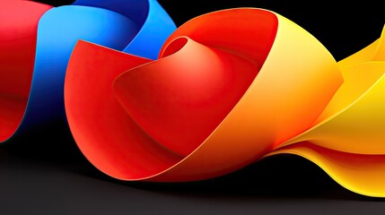 Wall Mural - abstract colorful ribbon flow on black. backdrop background use for web, print