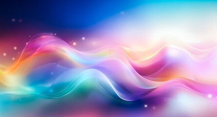 Wall Mural - vibrant waves of color blend smoothly, creating a flowing, abstract design. light sparkles enhance t