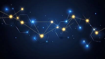 Wall Mural - abstract network of glowing hexagons