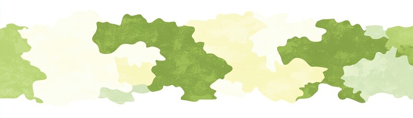 Wall Mural - Green and Yellow Abstract Watercolor Camouflage Border for Decoration