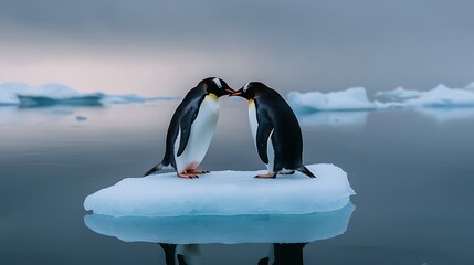 Wall Mural - Two Penguins on Iceberg